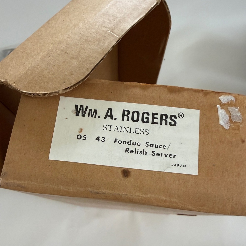 NEW in Box Vintage Wm A Rogers Stainless Double Relish Condiment Server Japan - Picture 4 of 8